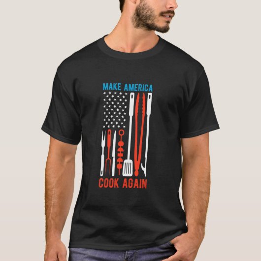 MAKE AMERICA調理師再びアメリカ料理America L Tシャツ (正面)