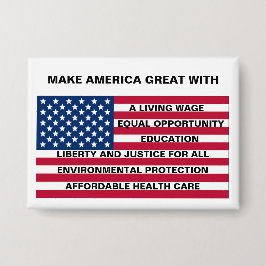 MAKE AMERICA -素晴らし生活賃金などフラグあり 缶バッジ