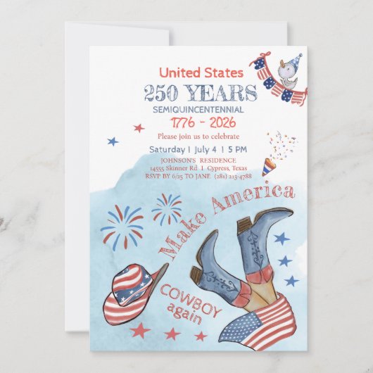 Make America Cowboy Again - 250th Celebration  招待状 (正面)