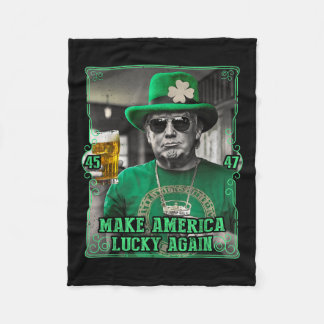 Make America Lucky Again St. Patricks Day 2025 Gre フリースブランケット