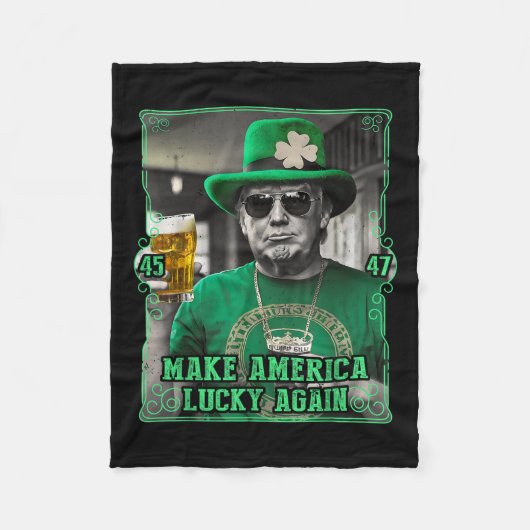 Make America Lucky Again St. Patricks Day 2025 Gre フリースブランケット (正面)