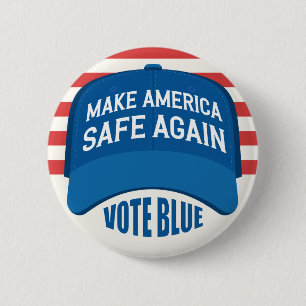Make America Safe Again、青いボタンで投票 缶バッジ