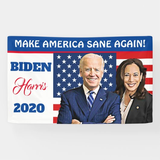 Make America Sane再びバイデン氏とハリス2020 横断幕 (横)