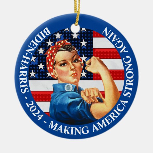 Make America Strong Againバイデン氏・ハリス2024 セラミックオーナメント (正面)