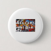 Make Art Not War Peace Graffiti Wall Men Pro 缶バッジ (正面)