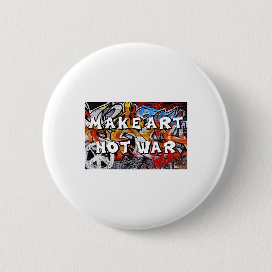 Make Art Not War Peace Graffiti Wall Men Pro 缶バッジ (正面)