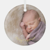 Make Baby Girl Boy First 1st Cute Christmas Photo ガラスオーナメント (正面)