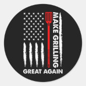 Make Barbecuing 素晴らし7月4日おもしろいBbq Pitmaster ラウンドシール (正面)