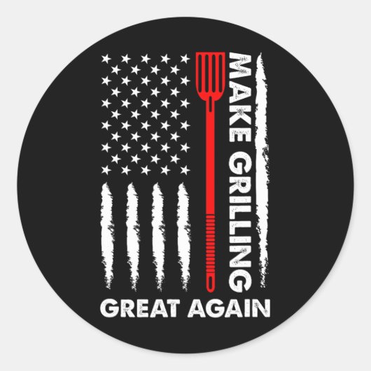 Make Barbecuing 素晴らし7月4日おもしろいBbq Pitmaster ラウンドシール (正面)