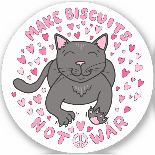 Make Biscuits, Not War Kitty Vinyl Sticker シール (正面)