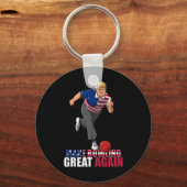 Make Bowling Great Again - Funny Trump Bowling Gif キーホルダー (正面)