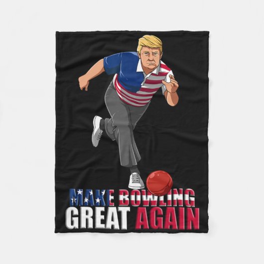 Make Bowling Great Again - Funny Trump Bowling Gif フリースブランケット (正面)