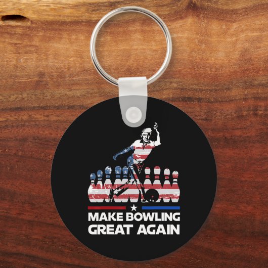 Make Bowling Great Again Funny Trump Us Flag Bowli キーホルダー (正面)