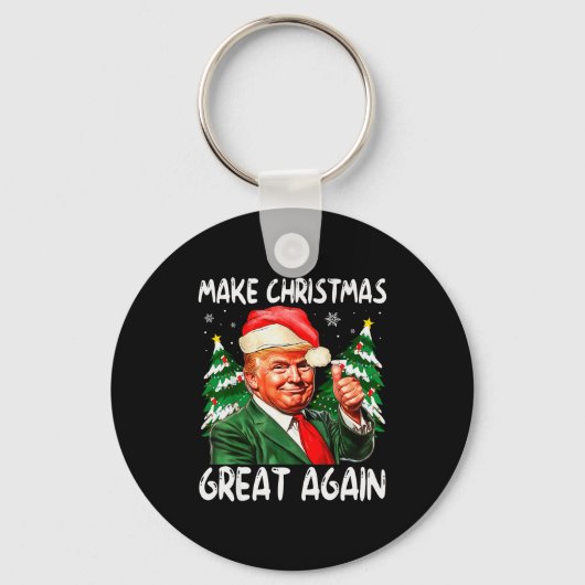 Make Christmas Great Again Funny Santa Trump 2025 キーホルダー (正面)