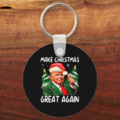 Make Christmas Great Again Funny Santa Trump 2025 キーホルダー (正面)