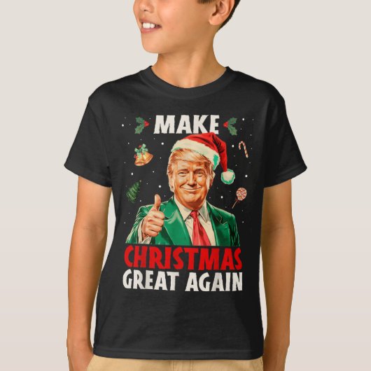 Make Christmas Great Again Funny Santa Trump 2025  Tシャツ (正面)