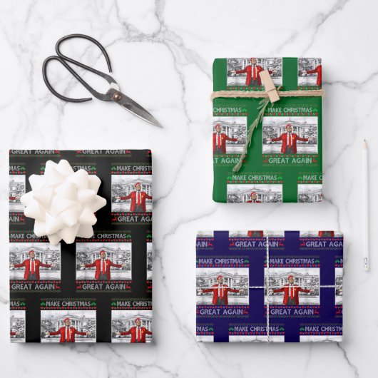 Make Christmas Great Again Funny Trump ラッピングペーパーシート (正面)