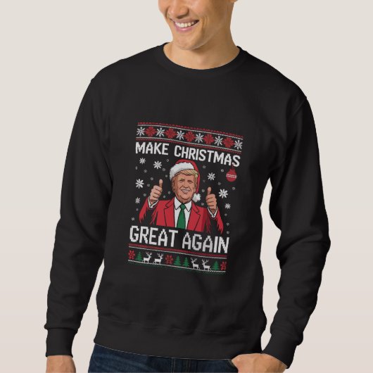 Make Christmas Great Again Trump Pajamas Ugly Xmas スウェットシャツ (正面)