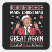 Make Christmas Great Again Trump Pajamas Ugly Xmas スクエアシール (正面)