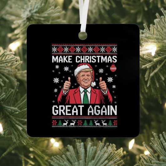 Make Christmas Great Again Trump Pajamas Ugly Xmas メタルオーナメント (インサイチュ)