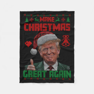 Make Christmas Great Again Ugly Christmas Trump Sw フリースブランケット