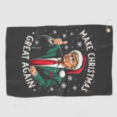 Make Christmas Great Again Ugly Xmas Sweater Trump ゴルフタオル (横)