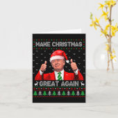 Make Christmas Great Again Xmas Funny Pajamas Ugly カード (黄色い花)