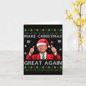 Make Christmas Great Again Xmas Funny Trump Pajama カード (黄色い花)