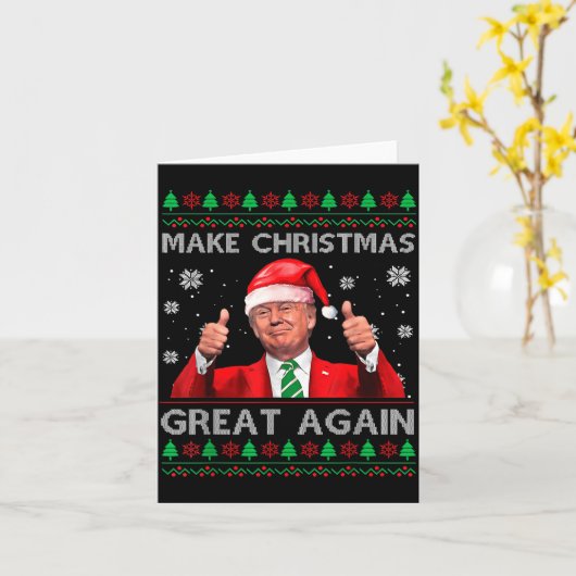 Make Christmas Great Again Xmas Funny Trump Pajama カード (黄色い花)