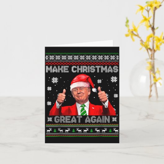 Make Christmas Great Again Xmas Funny Trump Pajama カード (黄色い花)