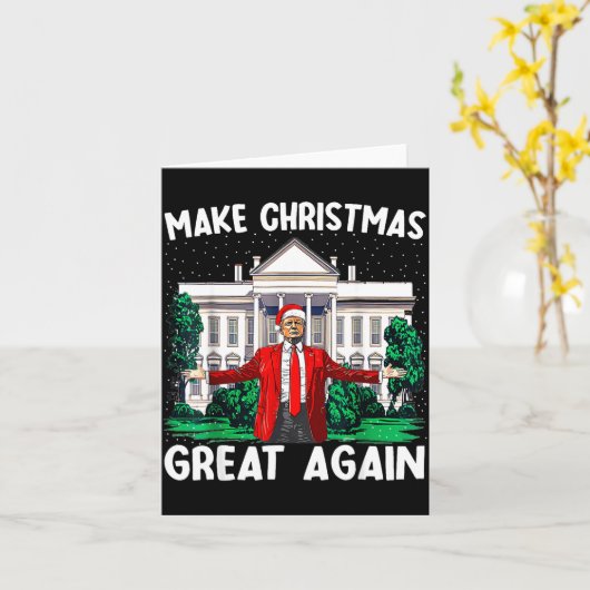 Make Christmas Great Again Xmas Funny Trump Pajama カード (黄色い花)