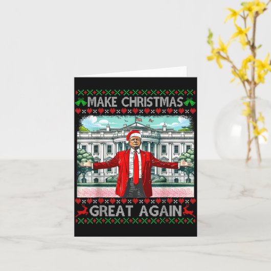 Make Christmas Great Again Xmas Funny Trump Pajama カード (黄色い花)