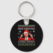 Make Christmas Great Again Xmas Funny Trump Pajama キーホルダー (正面)