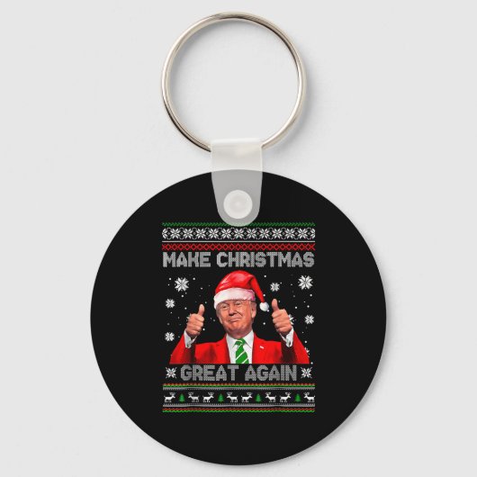 Make Christmas Great Again Xmas Funny Trump Pajama キーホルダー (正面)