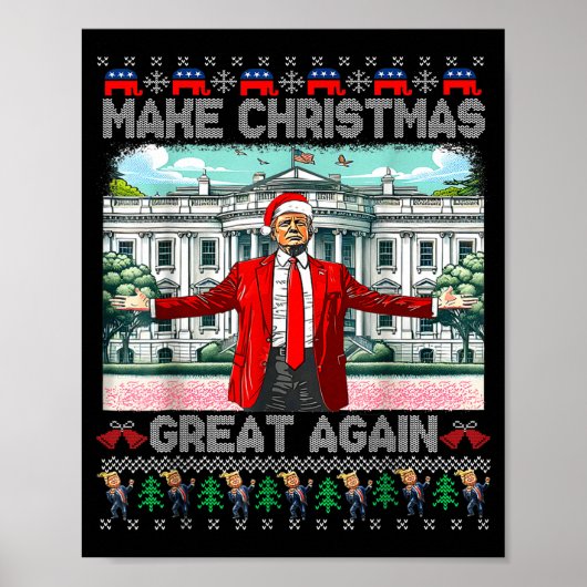 Make Christmas Great Again Xmas Funny Trump Pajama ポスター (正面)