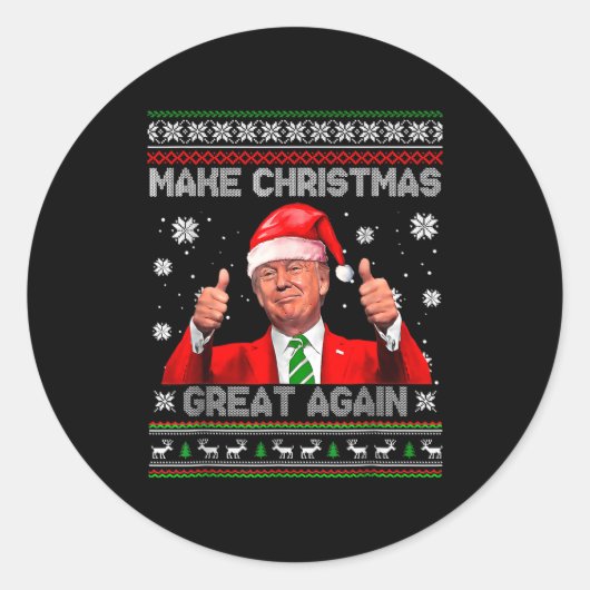 Make Christmas Great Again Xmas Funny Trump Pajama ラウンドシール (正面)