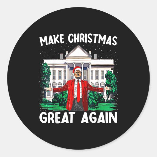 Make Christmas Great Again Xmas Funny Trump Pajama ラウンドシール (正面)