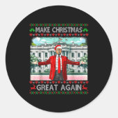 Make Christmas Great Again Xmas Funny Trump Pajama ラウンドシール (正面)