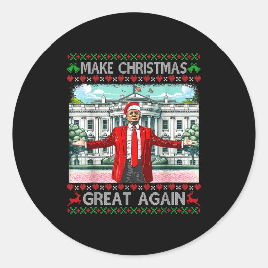 Make Christmas Great Again Xmas Funny Trump Pajama ラウンドシール (正面)