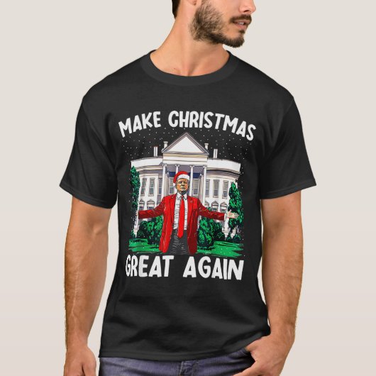 Make Christmas Great Again Xmas Funny Trump Pajama Tシャツ (正面)