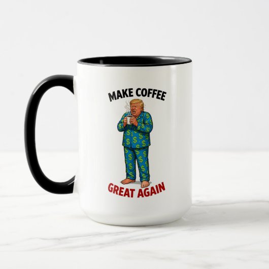 Make Coffee Great Again - Funny Trump Pajamas T-Sh マグカップ (左)
