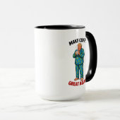 Make Coffee Great Again - Funny Trump Pajamas T-Sh マグカップ (正面右)