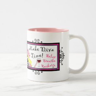 "Make Diva Time" /呼吸リラックス再気2トーン ツートーンマグカップ