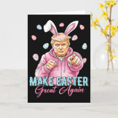 Make Easter Great Again Funny Trump Bunny Spring H カード (黄色い花)