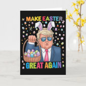 Make Easter Great Again Funny Trump Bunny Spring H カード (黄色い花)