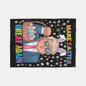 Make Easter Great Again Funny Trump Bunny Spring H フリースブランケット (正面(横))