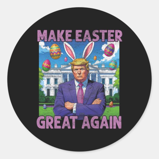 Make Easter Great Again Funny Trump Bunny Spring H ラウンドシール (正面)