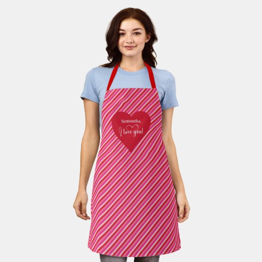 Make Every Meal Romantic Personalized Heart Apron エプロン (着用した状態)