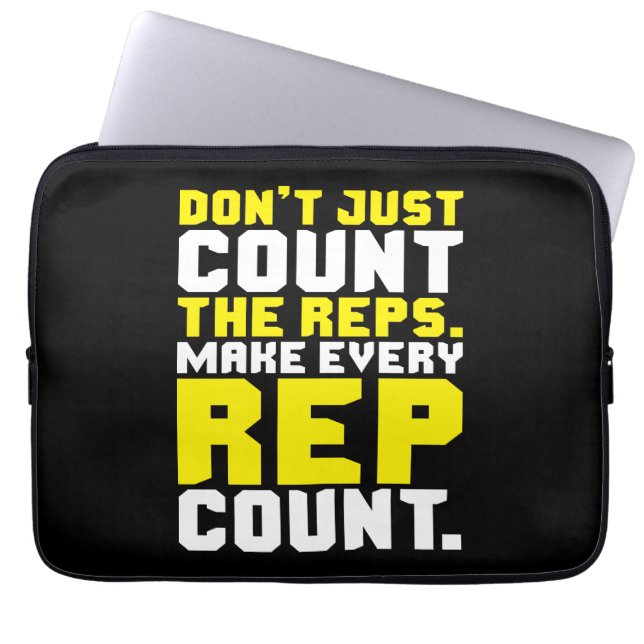 Make Every Rep Count -トレーニング ラップトップスリーブ (正面)