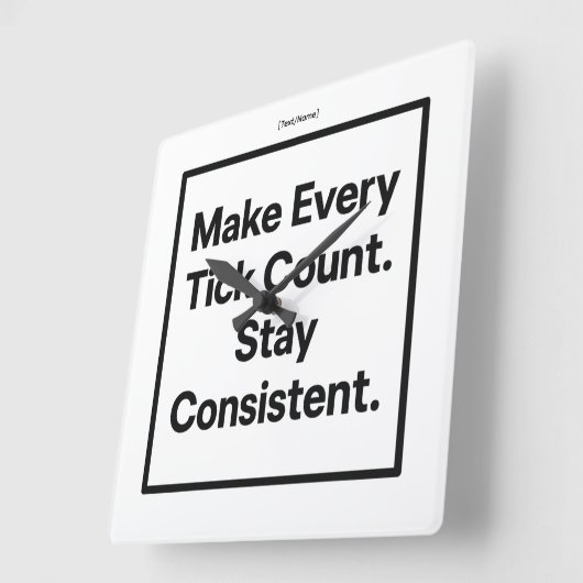 Make Every Tick Count Wall Clock [Text/Name] スクエア壁時計 (傾斜)